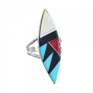 Multicolor Inlay Authentic Sterling Silver Ring Size 6-3/4 JX122153