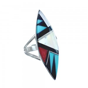 Multicolor Inlay Authentic Sterling Silver Ring Size 7-1/4 JX122154