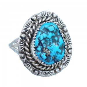 Native American Navajo Sterling Silver Turquoise Ring Size 8-1/2 JX122190