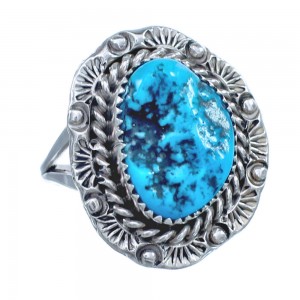 Native American Navajo Sterling Silver Turquoise Ring Size 8-1/4 JX122191