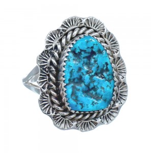 Native American Navajo Sterling Silver Turquoise Ring Size 8-1/4 JX122193