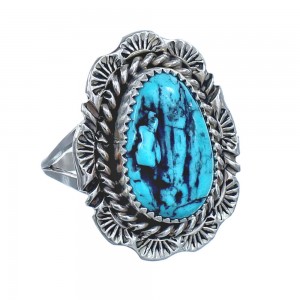 Native American Navajo Sterling Silver Turquoise Ring Size 8-1/4 JX122194