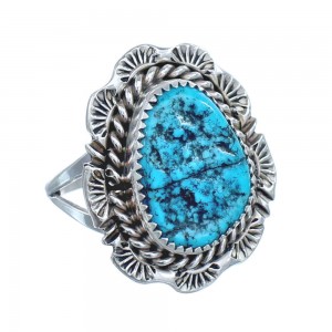 Native American Navajo Sterling Silver Turquoise Ring Size 8-1/4 JX122196