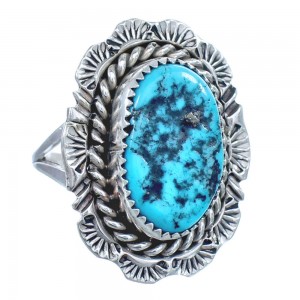 Native American Navajo Sterling Silver Turquoise Ring Size 7-1/2 JX122197