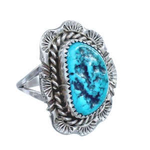 Native American Navajo Sterling Silver Turquoise Ring Size 7-1/4 JX122198