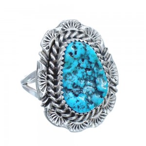 Native American Navajo Sterling Silver Turquoise Ring Size 8-1/2 JX122200