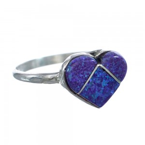 Native American Blue Opal Heart Sterling Silver Ring Size 4-1/2 JX122627