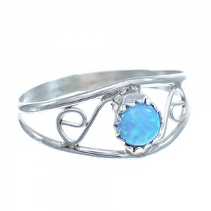 Native American Navajo Sterling Silver Blue Opal Ring Size 4-1/4 JX122691