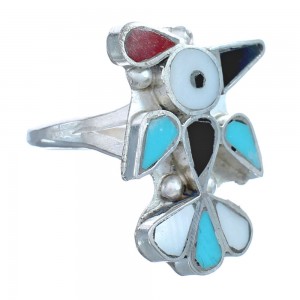 Thunderbird Zuni Multicolor And Sterling Silver Ring Size 7 AX122512