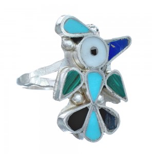 Thunderbird Zuni Multicolor And Sterling Silver Ring Size 7-1/2 AX122519