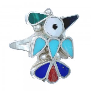 Thunderbird Zuni Multicolor And Sterling Silver Ring Size 6-1/4 AX122522