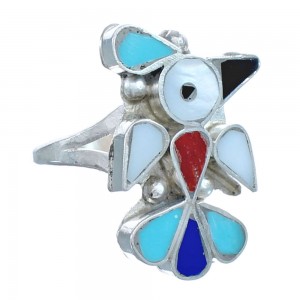 Thunderbird Zuni Multicolor And Sterling Silver Ring Size 7 AX122524