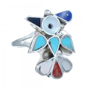 Thunderbird Zuni Multicolor And Sterling Silver Ring Size 7-1/4 AX122530