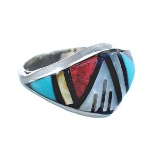 Multicolor Zuni Indian Genuine Sterling Silver Jewelry Ring Size 5 AX122423