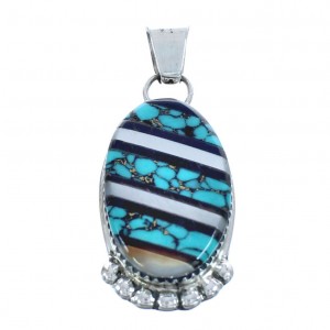 Native American Sterling Silver Turquoise Mother of Pearl Pendant JX122840