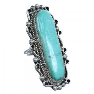 Native American Turquoise Sterling Silver Statement Ring Size 10-3/4 AX123043