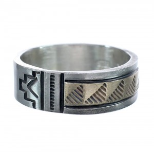 Sterling Silver 14  Karat Gold Navajo Ring Size 11-1/4 AX123037