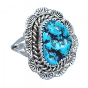 Navajo Turquoise Sterling Silver Ring Size 9-1/4 AX123113