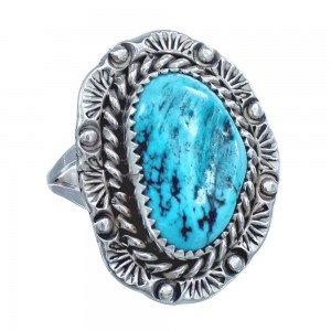 Navajo Turquoise Sterling Silver Ring Size 7-1/2 AX123120