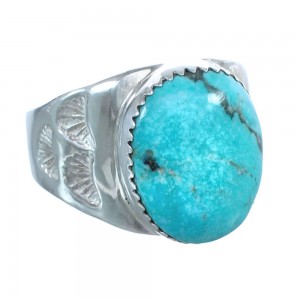 Native American Sterling Silver Turquoise Ring Size 9-3/4 AX123078