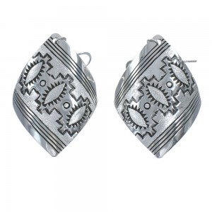 Native American Genuine Sterling Silver Hook Dangle Earrings JX123175