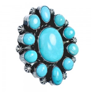 Native American Turquoise Sterling Silver Ring Size 9-3/4 AX123362