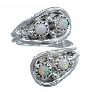 Native American Navajo Sterling Silver Opal Adjustable Ring Size 8, 9, 10 AX123360