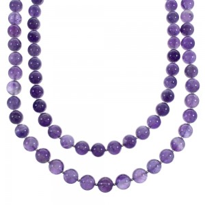 Native American Amethyst Sterling Silver 2-Strand Bead Necklace JX123466