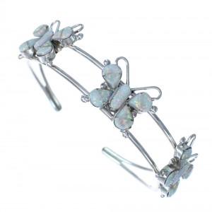Zuni Opal Sterling Silver Butterfly Cuff Bracelet AX123740