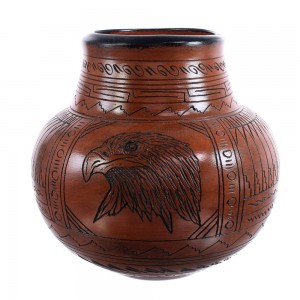 Navajo Hand Crafted Eagle Pottery JX123744