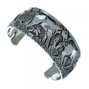 Native American Navajo Sterling Silver Horse Cuff Bracelet JX123850