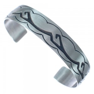 Native American Navajo Sterling Silver Water Wave Cuff Bracelet JX123812