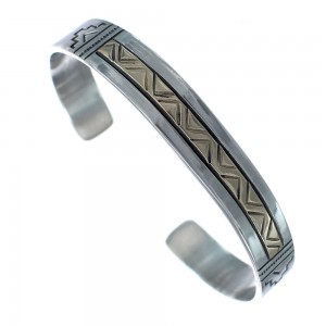 Native American Navajo Sterling Silver And 14 Karat Gold Cuff Bracelet JX123815
