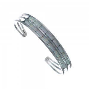 American Indian Sterling Silver Opal Inlay Cuff Bracelet AX123903