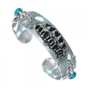 Sterling Silver Turquoise Navajo Horse Cuff Bracelet AX123904
