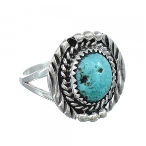 Native American Genuine Sterling Silver Turquoise Ring Size 6-1/2 AX124091