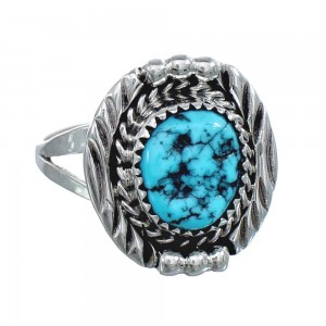 Native American Genuine Sterling Silver Turquoise Ring Size 8 AX124112