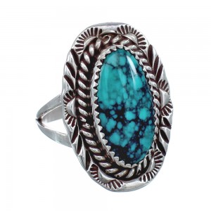 Navajo Genuine Sterling Silver Turquoise Ring Size 7-3/4 AX123947