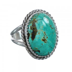 Navajo Genuine Sterling Silver Turquoise Ring Size 7-3/4 AX124017