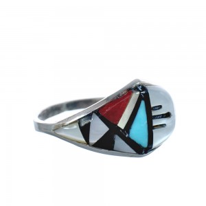 Native American Zuni Multicolor Genuine Sterling Silver Ring Size 9-3/4 JX124001