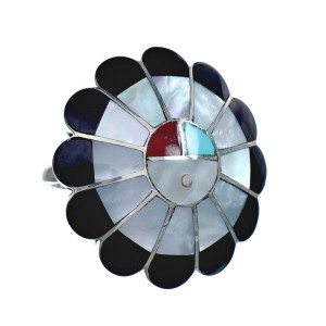 Zuni Sun and Flower Multicolor Multistone Inlay Ring Size 7-3/4 JX124030