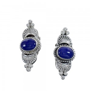 Native American Navajo Sterling Silver Lapis Clip On Earrings AX124263