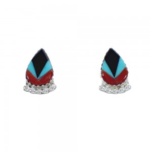 Native American Multicolor Multistone Inlay Post Earrings JX124215