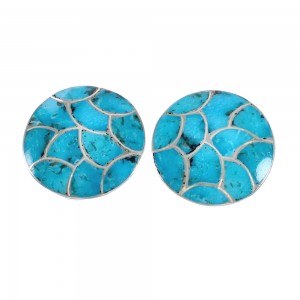 Native American Zuni Turquoise Sterling Silver Post Stud Earrings JX124252