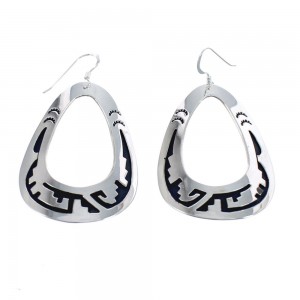 Native American Navajo Genuine Sterling Silver Hook Dangle Earrings JX124325