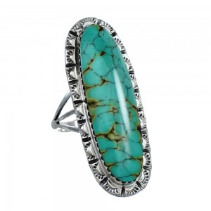 Native American Sterling Silver And Turquoise Ring Size 6-3/4 AX124612