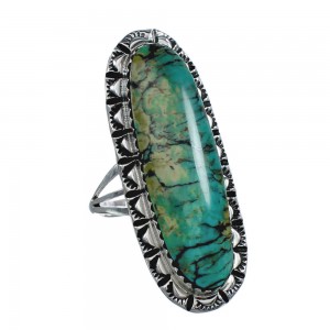 Native American Sterling Silver And Turquoise Ring Size 6-3/4 AX124613