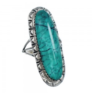 Native American Sterling Silver And Turquoise Ring Size 7-3/4 AX124616
