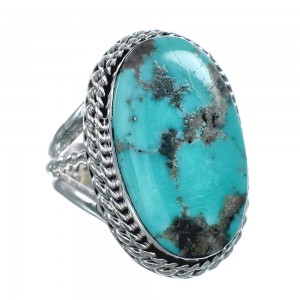 Native American Turquoise Genuine Sterling Silver Navajo Ring Size 13 AX124651