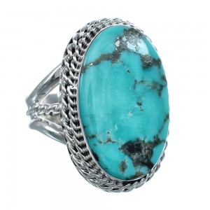 Native American Turquoise Genuine Sterling Silver Navajo Ring Size 13 AX124652